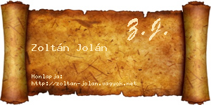 Zoltán Jolán névjegykártya